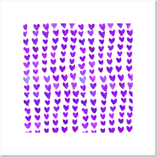 Brush strokes hearts - purple Posters and Art